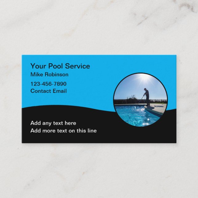 Cool Pool Service Business Cards Visitenkarte (Vorderseite)