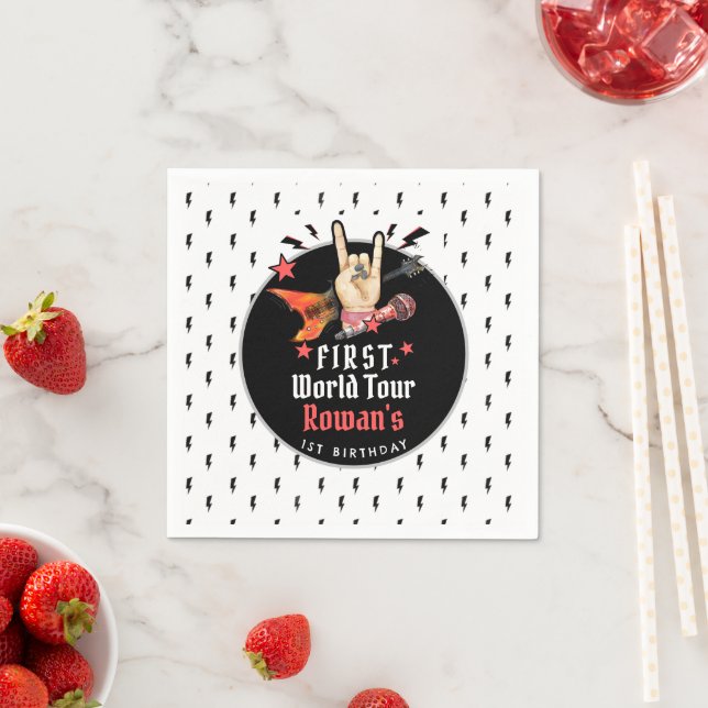 Cool Punk Rockstar First Birthday  Serviette (Beispiel)