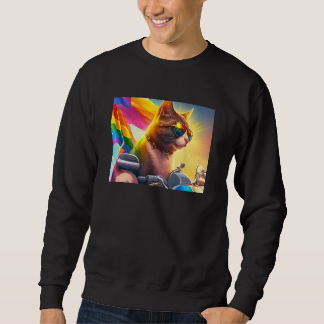 Cool Rainbow Cat LGBT Sunglasses Bisexual Funny Ki Sweatshirt (Vorderseite)