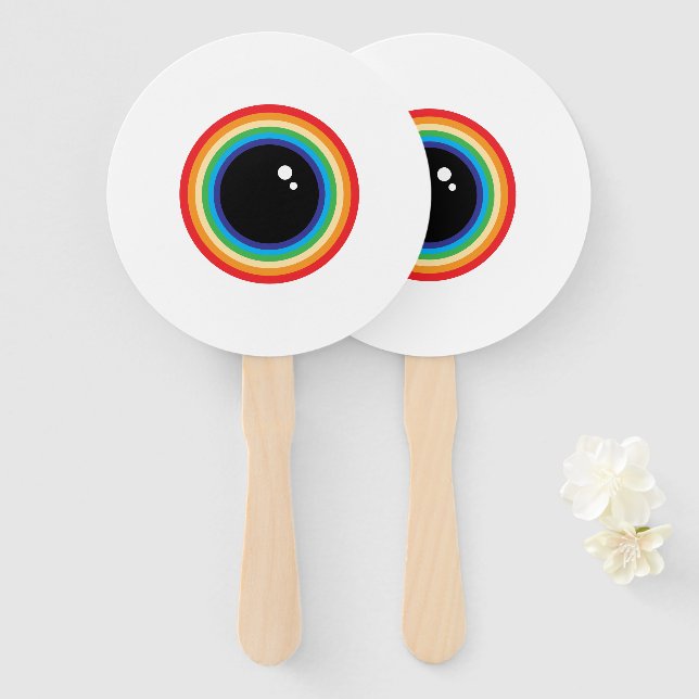Cool Rainbow Eyeball Fächer (Vorne und Hinten)