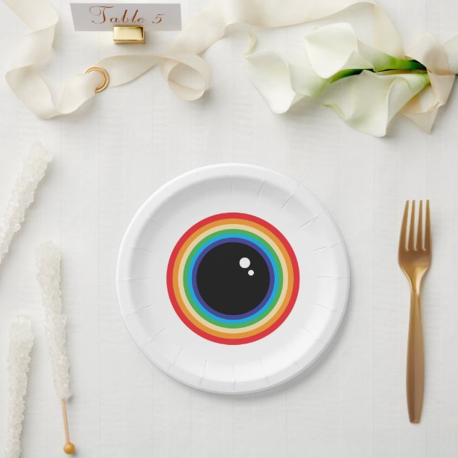 Cool Rainbow Eyeball Pappteller (Hochzeit)