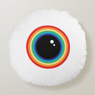 Cool Rainbow Eyeball Rundes Kissen