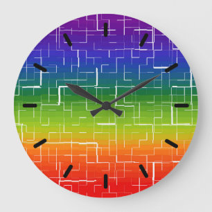 Cool Rainbow Pattern Große Wanduhr