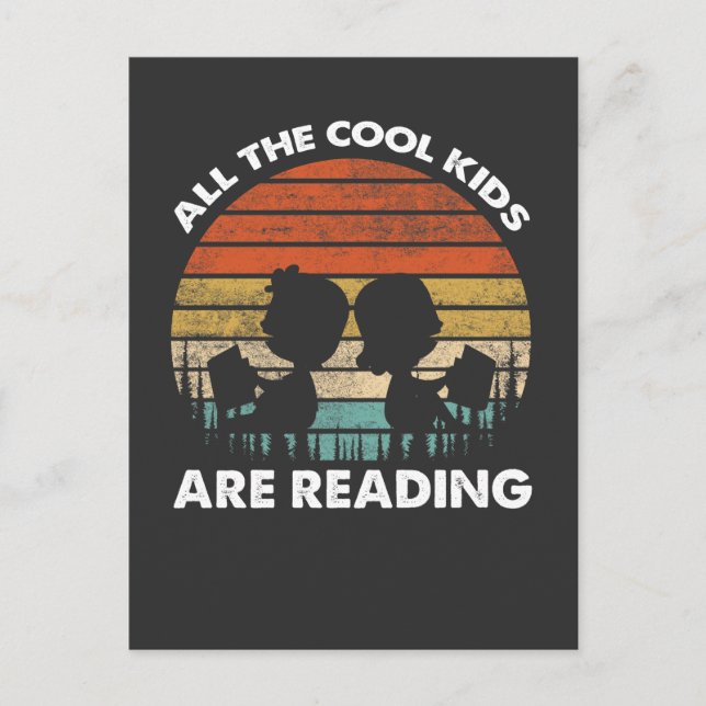Cool Reading Kids Book Lover Children Bookworm Postkarte (Vorderseite)