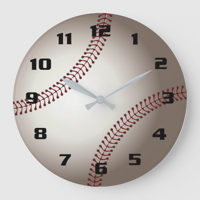 Cool Realistischer Baseball Große Wanduhr (Vorderseite)