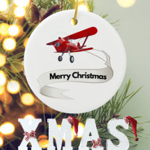 Cool Red Airplane & Santa, Frohe Weihnachtsbanner