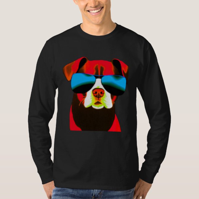 Cool Red Dog Wearing Sunglasses  1 T-Shirt (Vorderseite)