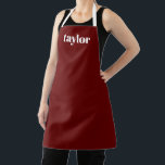 Cool Red Modern Minimalistisch Trendy Personalisie Schürze<br><div class="desc">Die Coole Rote Moderne Minimalistische Personalisierte Schürze - ein stilvolles und praktisches Geschenk für Frauen, insbesondere Mütter. Diese maßgeschneiderte Schürze dient als nachdenkliches Muttertagsgeschenk oder als einzigartiges Küchenzubehör für Mütter, die Liebe zum Kochen und Backen haben. Die kräftige rote Farbe verleiht der Schürze eine moderne und trendige Touch und macht...</div>