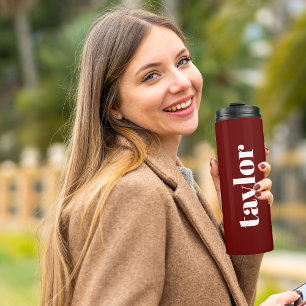 Cool Red Modern Minimalistisch Trendy Personalisie Thermosbecher