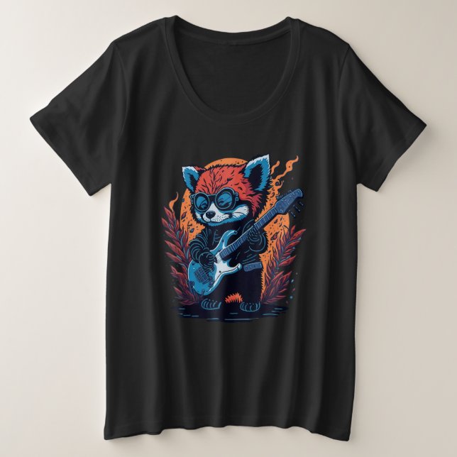 Cool Red Panda Playing Guitar Graphic Animal Enthu (Design devant)
