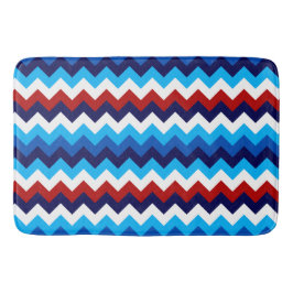 Cool Red White Blue Chevron Print Large Bath Mat Badematte