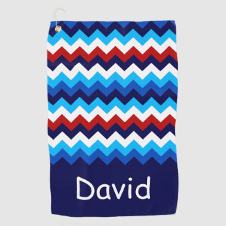 Cool Red White Blue Chevrons Monogram Golf Handtuc Golfhandtuch