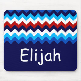 Cool Red White Blue Chevrons Monogram Mousepad