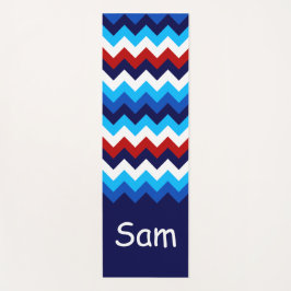 Cool Red White Blue Chevrons Monogram Yoga Mat Yogamatte