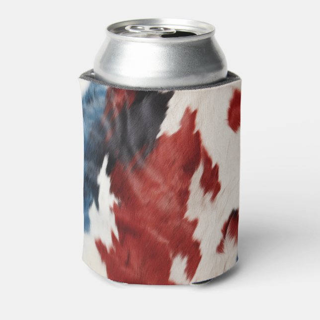 Cool Red White Blue Cow Print Dosenkühler (Kanne Rückseite)