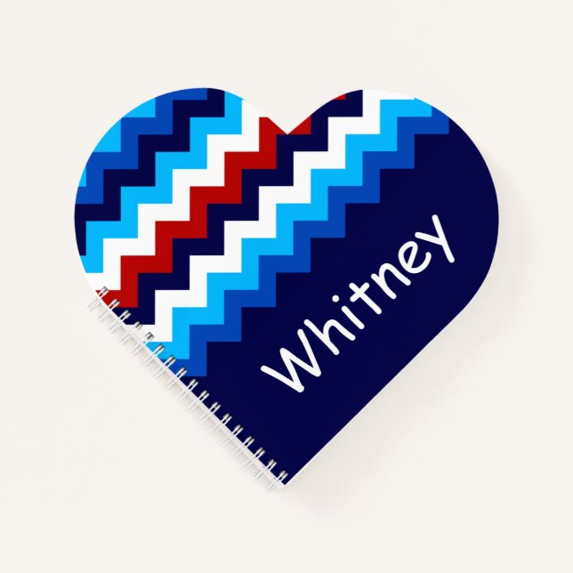 Cool Red White Blue Zickzack Custom Header Noteboo Notizbuch (Vorderseite)