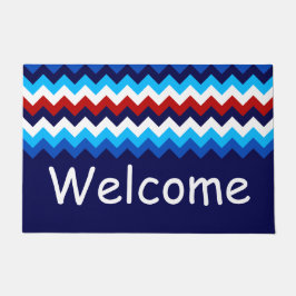 Cool Red White Blue Zickzack Monogram Large Doorma Fußmatte