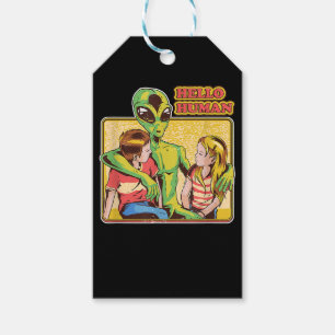 Cool Retro Alien ET Hello Humans Weltraumgalaxie Geschenkanhänger