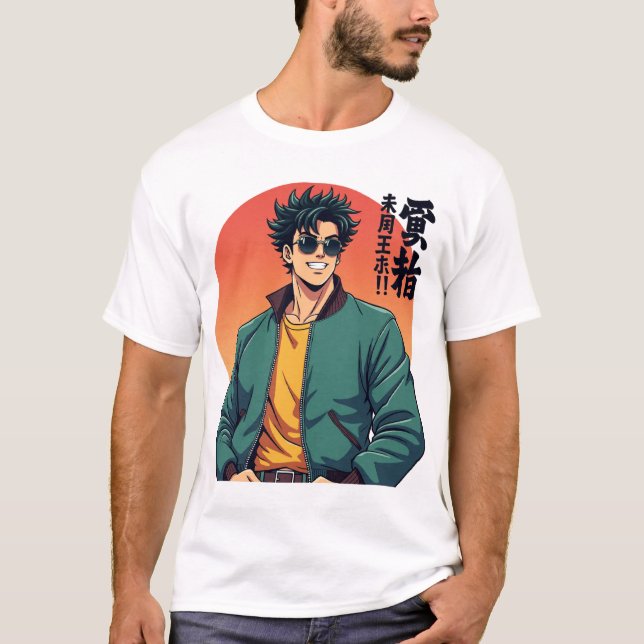 Cool Retro Anime Typ - Stilvolle 80er Ästhetik T-Shirt (Vorderseite)