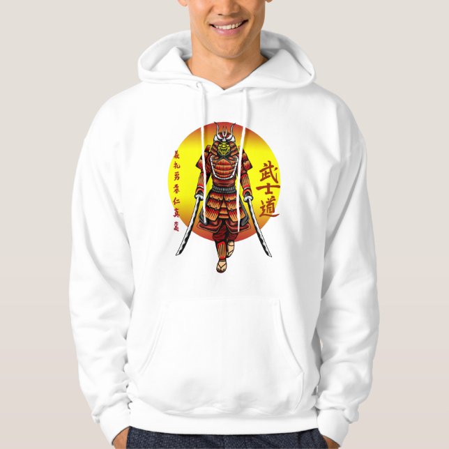 Cool Retro Armored Samurai mit 2 Katanas Hoodie (Vorderseite)