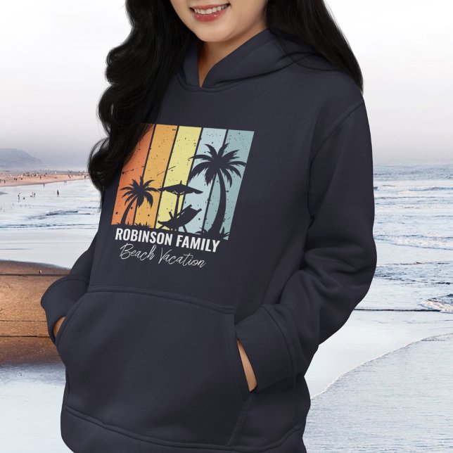 Cool Retro Beach Urlaub Familienreise Navy Blue Hoodie (Von Creator hochgeladen)