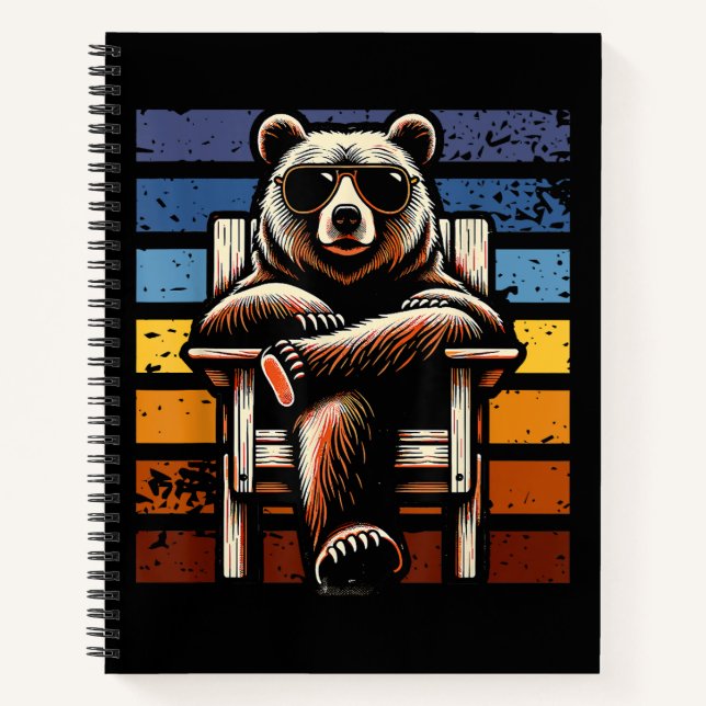 Cool Retro Bear in Sunglasses 70s 80s 90s Novelty  Notizbuch (Vorderseite)