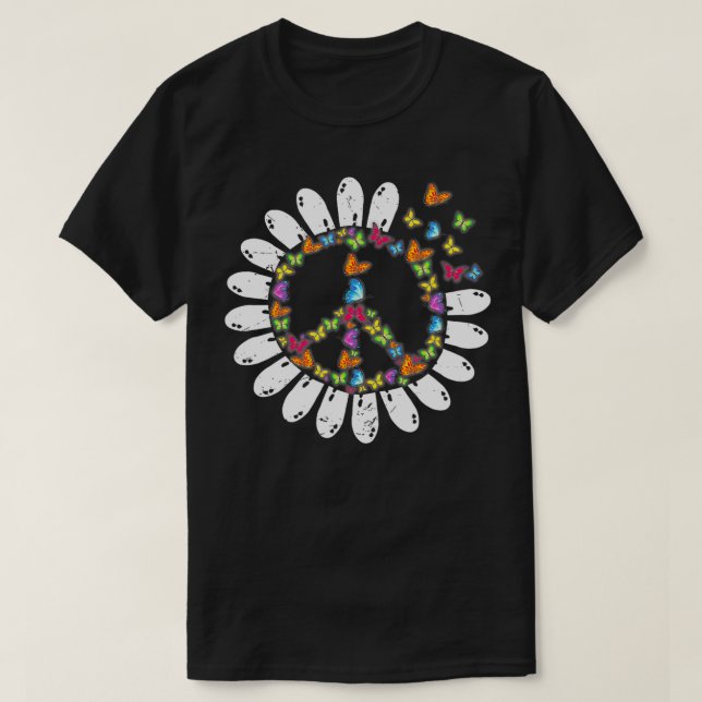Cool Retro Butterfly Peace Art Liebe 60er Hippie I T-Shirt (Design vorne)