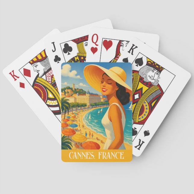 Cool Retro Cannes Côte d'Azur Spielkarten (Rückseite)