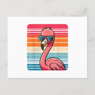 Cool Retro Flamingo in Sonnenbrille 70er 80er 90s Begleitkarte