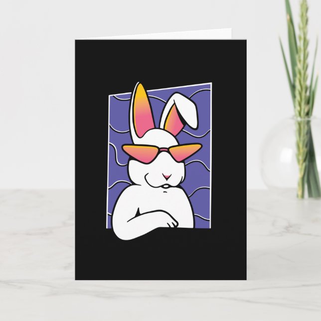 Cool Retro-Kaninchen Karte (Vorderseite)