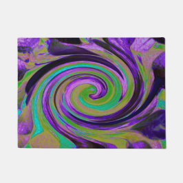 Cool Retro Lila und Chartreuse Liquid Art Swirl Fußmatte