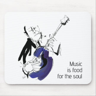 Cool Retro Man Playing Guitar - Jazz Music Art Mousepad