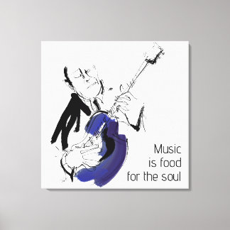 Cool Retro Man Playing Guitar - Jazz Wall Art Leinwanddruck