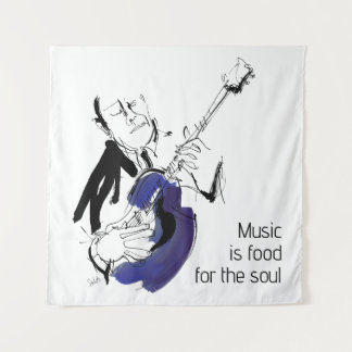 Cool Retro Man Playing Sax - Jazz Music Art Wandteppich