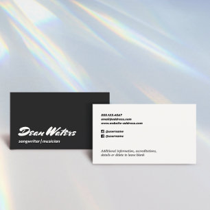 Cool Retro Modern Musician Songwriter Business Car Visitenkarte