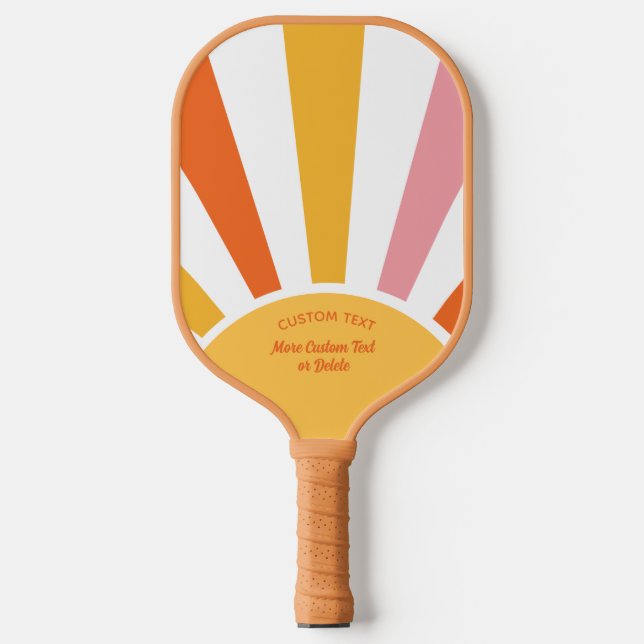 Cool Retro Pickleball Sunburst Personalisiert Schläger (Vorderseite)