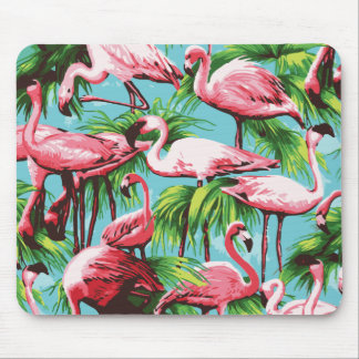Cool Retro Pink Flamingoes Mousepad