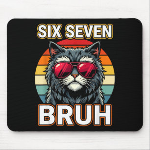 Cool Retro Sechs Sieben Bruh Katze Sungles Meme 67 Mousepad