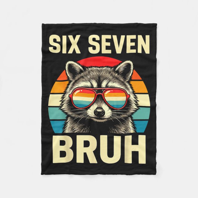 Cool Retro Six Seven Bruh Raccoon Sungles Meme 67  Fleecedecke (Vorderseite)