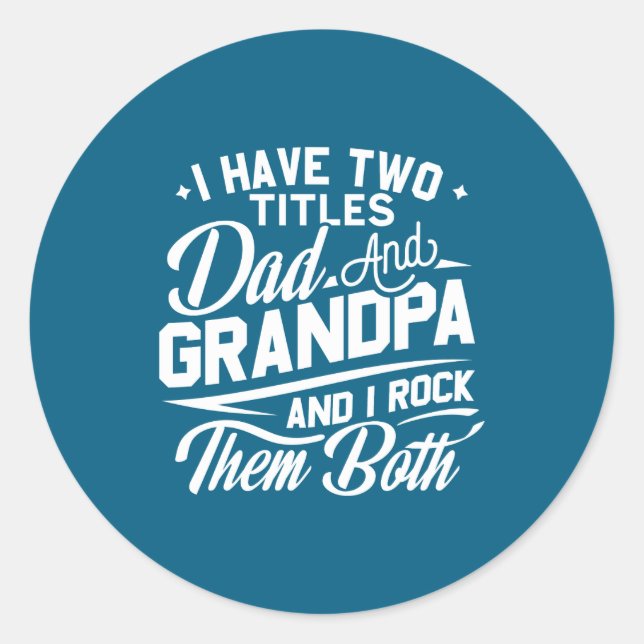 Cool Retro Style Gift For New Grandpas  Runder Aufkleber (Vorderseite)