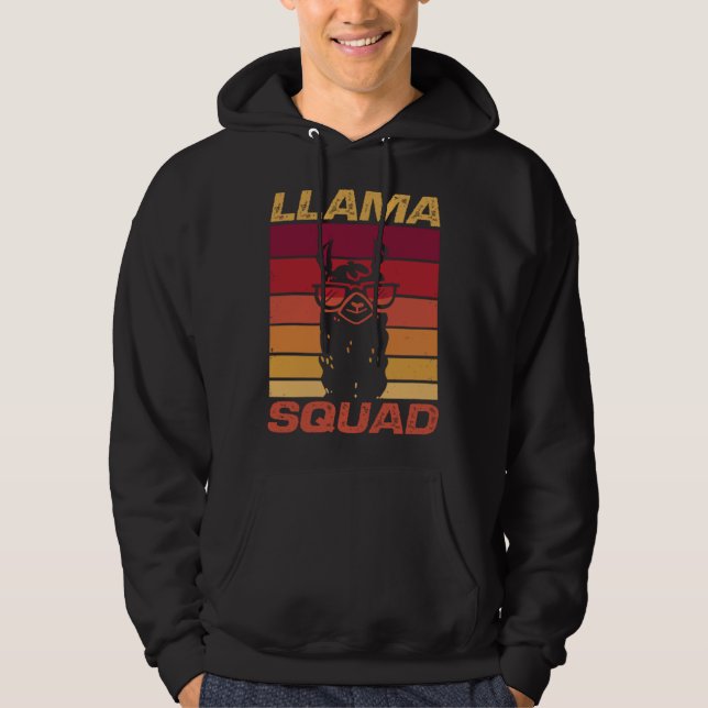 Cool Retro Sunglasses Llama  Llama Squad Hoodie (Vorderseite)