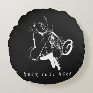 Cool Retro Trumpeter Custom Name (名入れ・カスタム対応) Rundes Kissen