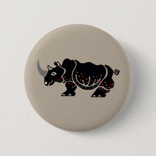 Cool RHINO - Gefährdete Tiergrafik Button