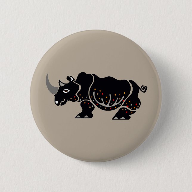 Cool RHINO - Gefährdete Tiergrafik Button (Vorderseite)