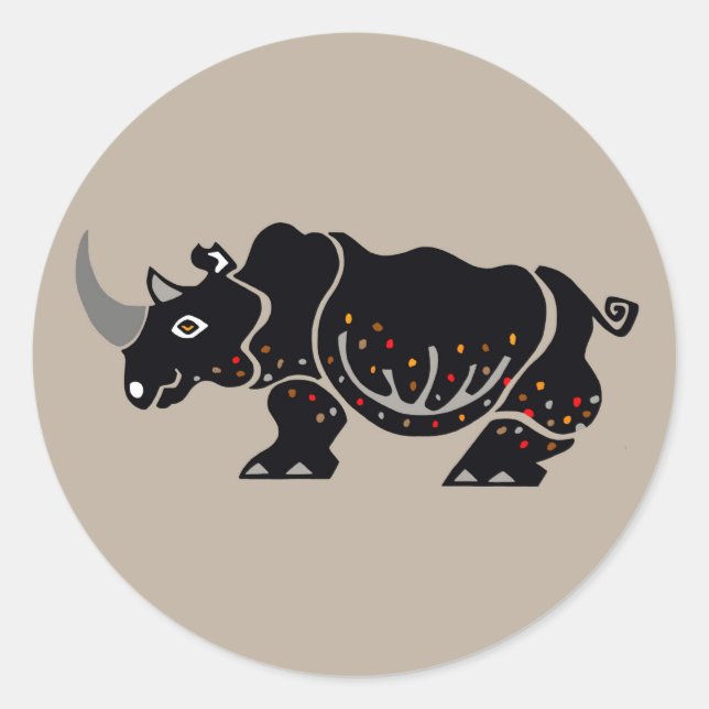 Cool RHINOCEROS - Tierfreund - Natur - wild lebend Runder Aufkleber (Vorderseite)