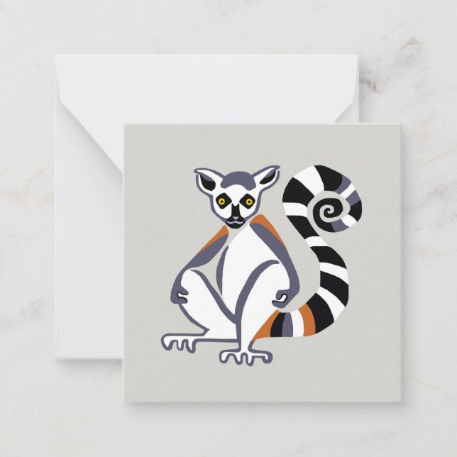 Cool Ringschwanze LEMUR - gefährdetes Tier - Prima Mitteilungskarte (Vorderseite)