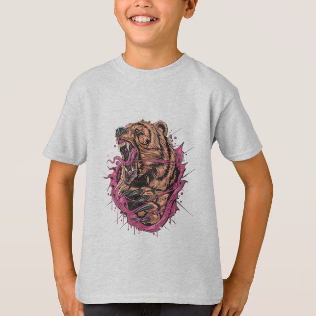 Cool Roaring Bear Boys’ T-Shirt (Devant)