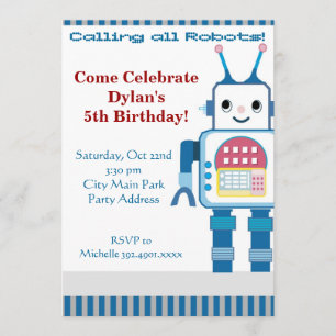 Cool Robot Invitations de fête d'anniversaire
