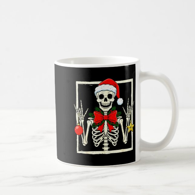 Cool Rocker Skeleton Santa Hat Christmas Punk Rock Kaffeetasse (Rechts)