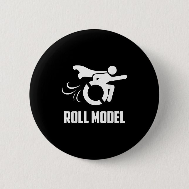 Cool Roll Model _ Funny Handicapped Person Wheelch Button (Vorderseite)